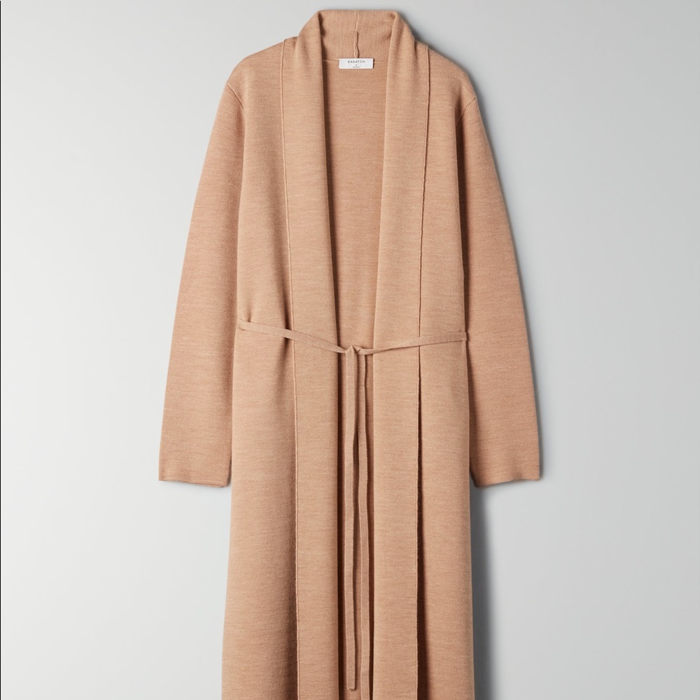 Aritzia Babaton Kirby Long Open-front Cardigan in Camel